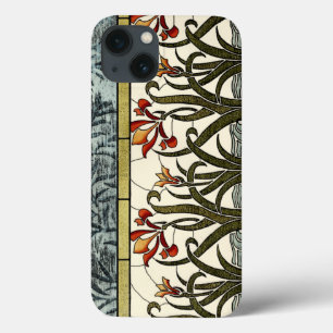 タンのボーダーが付いているステンドグラスの花 iPhone 13ケース