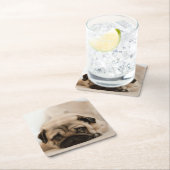 タンの女性パグ スクエアペーパーコースター (インサイチュ)