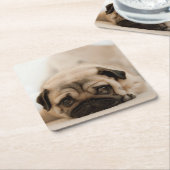 タンの女性パグ スクエアペーパーコースター (アングル)