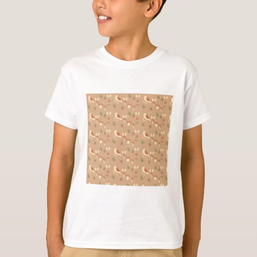 タンの森の野生動物の自然のプリント Tシャツ (正面)