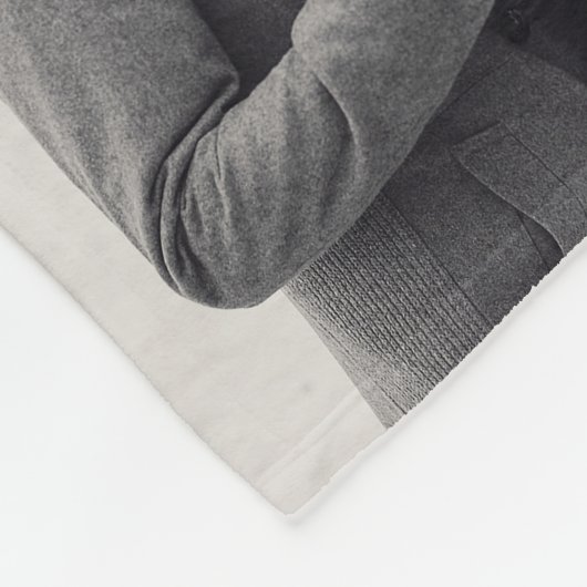 タンの灰色の正方形及びモノグラム4の写真のコラージュの結婚式 フリースブランケット (角)