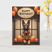 タンの犬の誕生日ジョイカード カード (黄色い花)