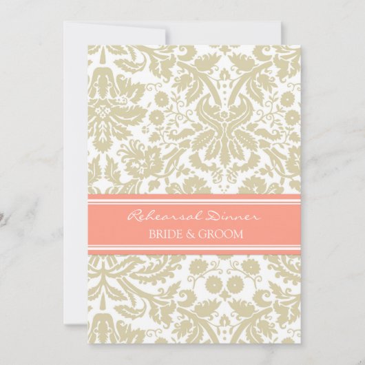 タンの珊瑚のダマスク織のリハーサルのディナー・パーティ 招待状 (正面)