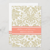 タンの珊瑚のダマスク織のリハーサルのディナー・パーティ 招待状 (正面/裏面)