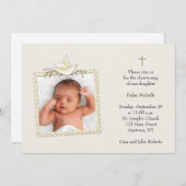 タンの白い鳩、宗教写真カード 招待状 (正面/裏面)