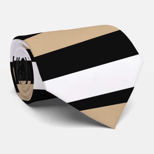 タンの白く及び黒く横ストライプのなタイ ネクタイ (ロール)