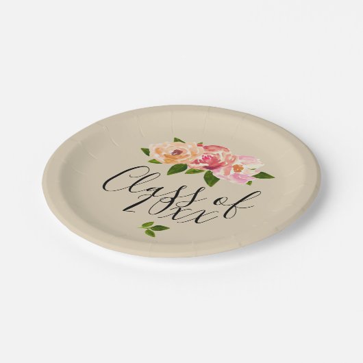 タンの素朴な花の卒業生のパーティーの紙皿 ペーパープレート (アングル)