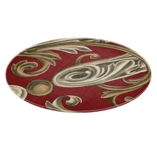 タンの群葉とのエレガントな植物のモチーフ カッティングボード (角)