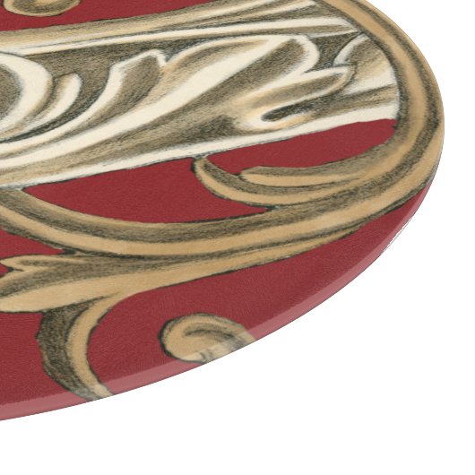 タンの群葉とのエレガントな植物のモチーフ カッティングボード (角)