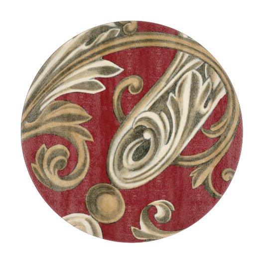 タンの群葉とのエレガントな植物のモチーフ カッティングボード (正面)