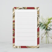 タンの群葉とのエレガントな植物のモチーフ 便箋 (スタンド正面)