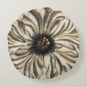タンの背景のFlowerheadのフレスコ画 ラウンドクッション (裏面)