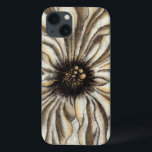 タンの背景のFlowerheadのフレスコ画 iPhone 13ケース<br><div class="desc">大きいflowerheadはこのフレスコ画より大半を構成します。 黄褐色の背景の休息に部分非常に素朴な感じがあります。 これはあらゆる家に美しい付加を作ります!</div>