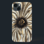 タンの背景のFlowerheadのフレスコ画 iPhone 13ケース<br><div class="desc">大きいflowerheadはこのフレスコ画より大半を構成します。 黄褐色の背景の休息に部分非常に素朴な感じがあります。 これはあらゆる家に美しい付加を作ります!</div>