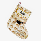 タンの葉のアメリカFoxhound ラージクリスマスストッキング (正面 (吊り時))