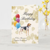 タンの葉を持つアメリカ英語のCoonhound カード (黄色い花)