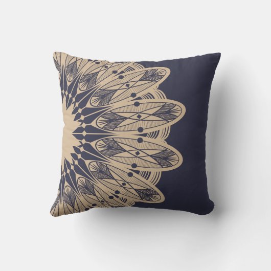 タンの複雑なレースの曼荼羅 クッション (裏面)