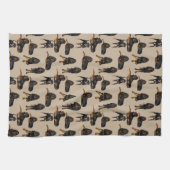 タンの黒そしてタン キッチンタオル (横)