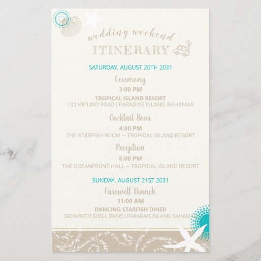 タンアイボリーかわいいビーチ結婚式旅行日程 (正面)