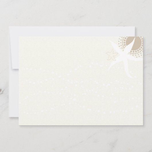 タンアイボリーティール（緑がかった色）モダンビーチ結婚式 招待状 (裏面)