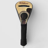 タンアコースティックギターウッドグレインギタリスト名文字 ゴルフヘッドカバー (正面)