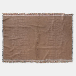 タンアリゲータテクスチャプリント スローブランケット