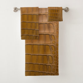 タンアリゲーターパターンホームデコール バスタオルセット