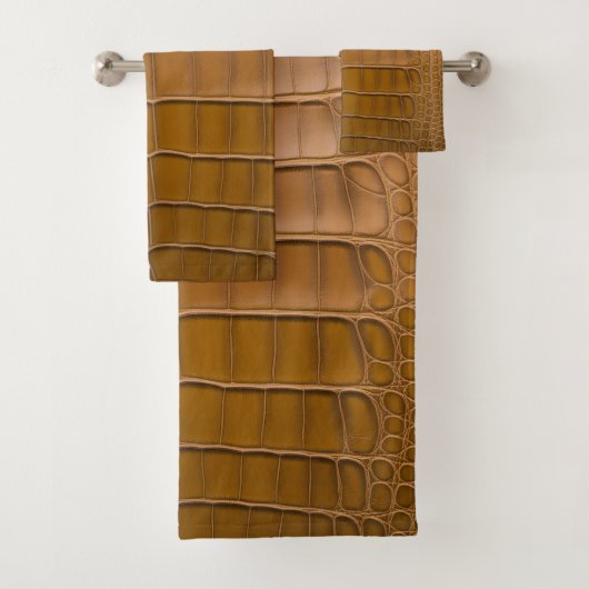 タンアリゲーターパターンホームデコール バスタオルセット (インサイチュ)