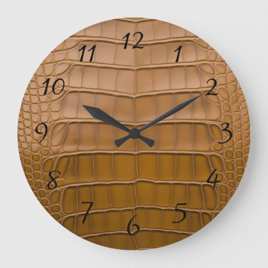 タンアリゲーターパターンホームデコール ラージ壁時計 (正面)