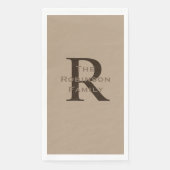 タンアンドブラウンネームモノグラムの紙ゲストタオル (正面)