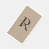 タンアンドブラウンネームモノグラムの紙ゲストタオル (コーナー)