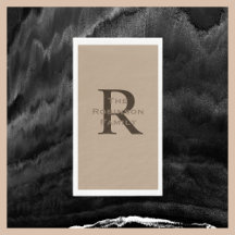 タンアンドブラウンネームモノグラムの紙ゲストタオル