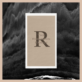 タンアンドブラウンネームモノグラムの紙ゲストタオル