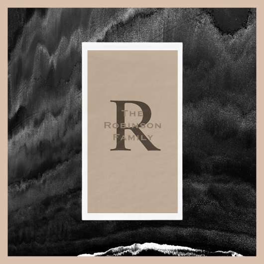 タンアンドブラウンネームモノグラムの紙ゲストタオル