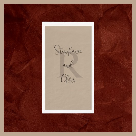 タンアンドブラウンネームモノグラム紙ゲストタオル