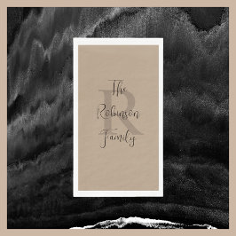 タンアンドブラウンネームモノグラム紙ゲストタオル