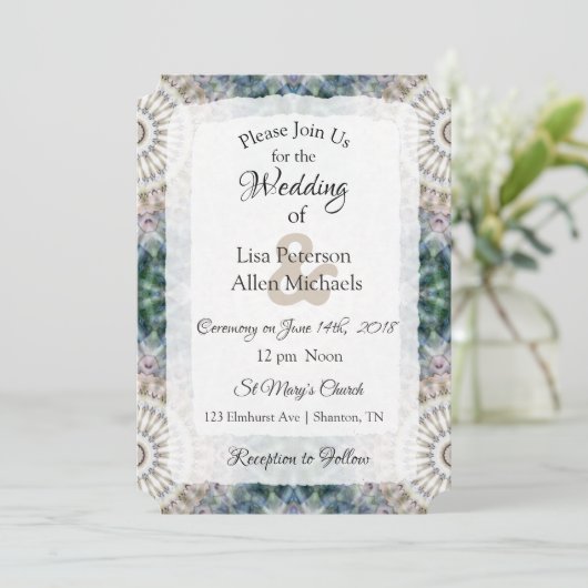 タンアンドブルーマンダラ結婚式招待状 招待状 (スタンド正面)