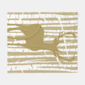 タンアンドホワイト樺の木フォレストウッドランドフリースブランケット フリースブランケット (正面(横))