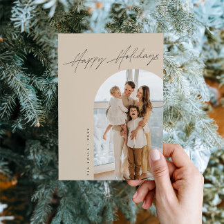 タンアーチホリデー フォト クリスマス カード