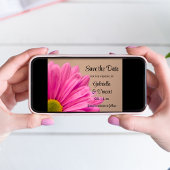 タンウェディングのピンクのデイジー日付を保存 セーブザデート