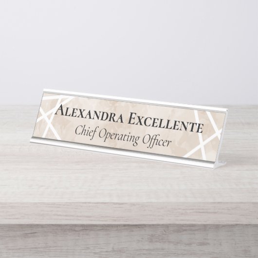 タンウォーター色の幾何学的モダンカスタム デスクネームプレート (正面)