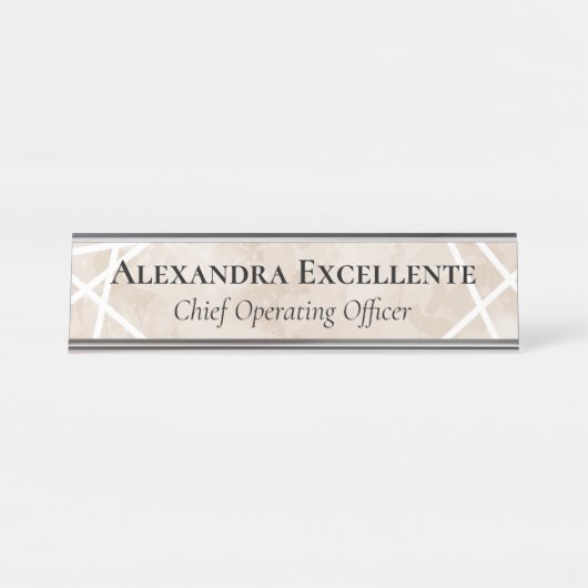 タンウォーター色の幾何学的モダンカスタム デスクネームプレート (正面)