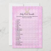 タンウサギ パープルアーガイル ベイビー ワードスクランブル ゲーム 招待状 (正面)