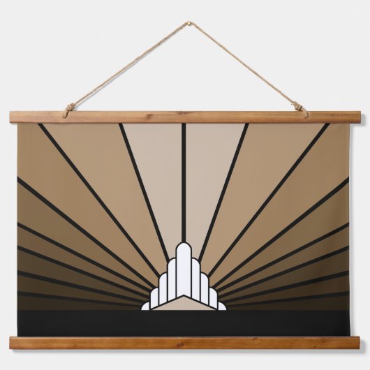 タンウッドトップウォールタペストリーのアートデコ太陽 吊り下げ型タペストリー (正面)