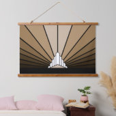 タンウッドトップウォールタペストリーのアートデコ太陽 吊り下げ型タペストリー (寝室)