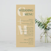 タンエレガントとグリーンのタイポグラフィ結婚のメニュー メニュー (スタンド正面)