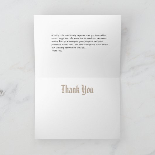 タンエレガントとホワイトモノグラムイニシャル サンキューカード (内部)