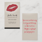 タンエレガントなPinは赤い唇によって縞で飾ります 名刺 (正面/裏面)