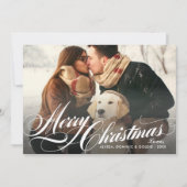 タンエレガントタータンチェックプレイドメリークリスマスフォト シーズンカード (正面)