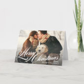 タンエレガントタータンチェックプレイドメリークリスマスフォト シーズンカード (正面)